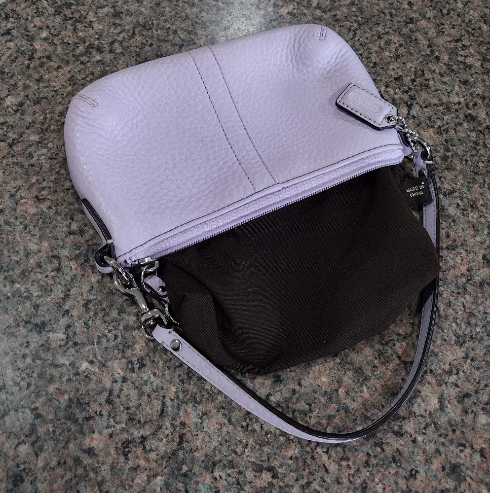 COACH Light Purple Pebbled Leather Wristlet